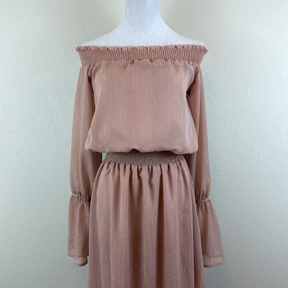 Show Me Your MuMu Pink Ruffle Smocked Maxi Dress Size XS - Picture 2 of 10